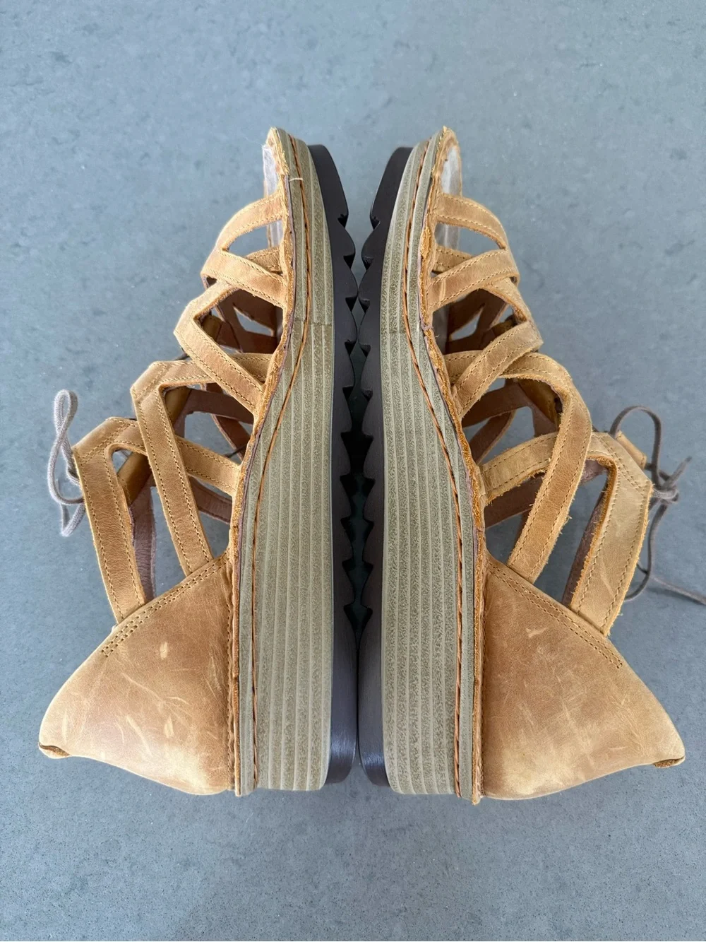 Naot Black Suede Lace-Up Wedge Sandals